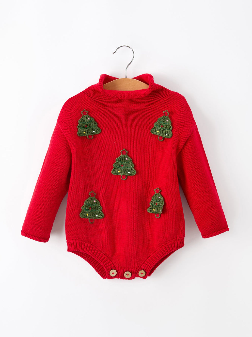 Christmas Red Knit Tree Appliqué Romper