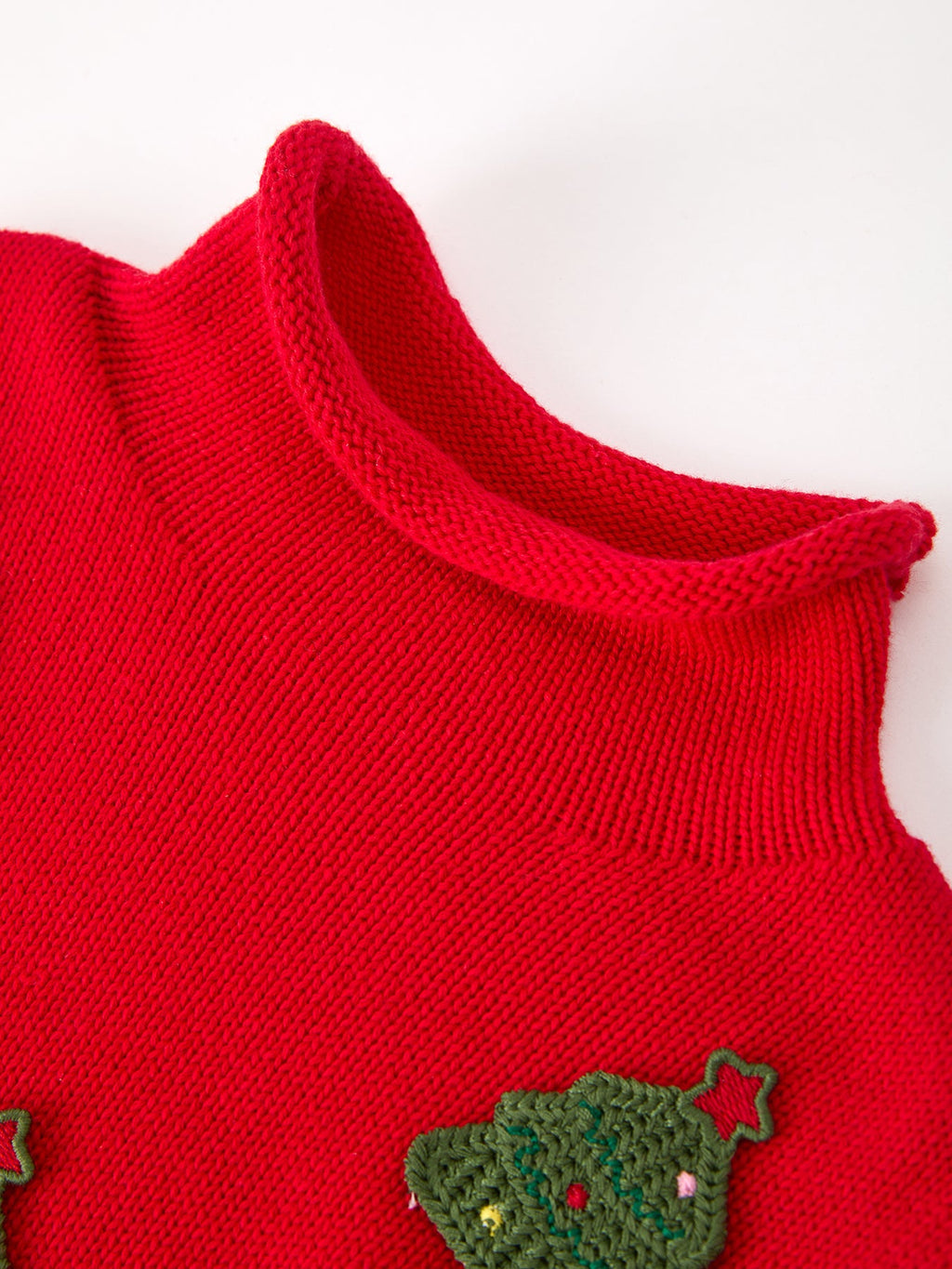 Christmas Red Knit Tree Appliqué Romper