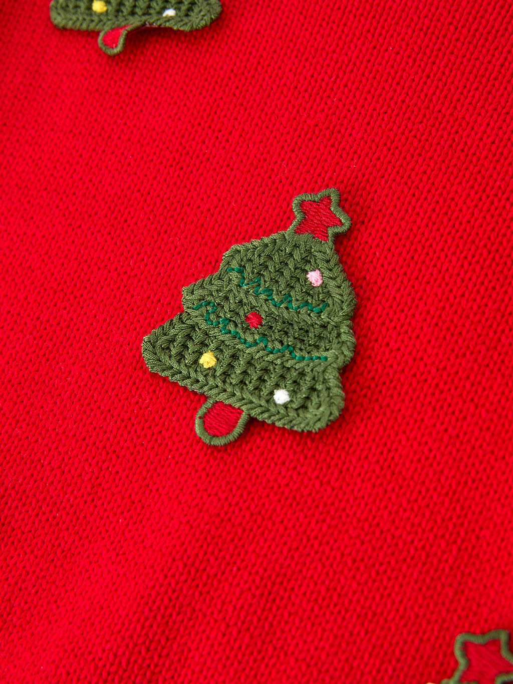 Christmas Red Knit Tree Appliqué Romper