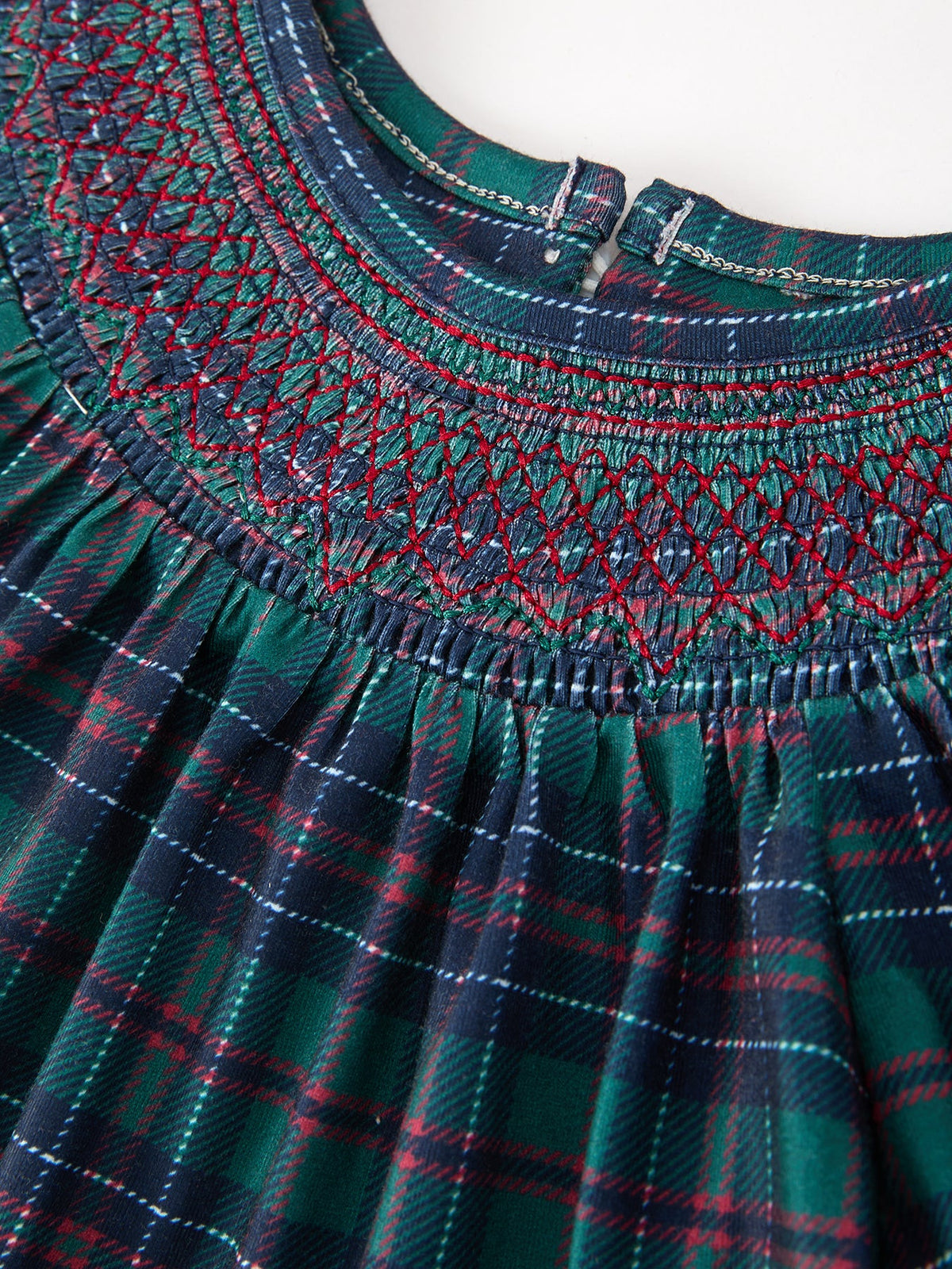 Christmas Girls Plaid Smocked Dress Puff Sleeves