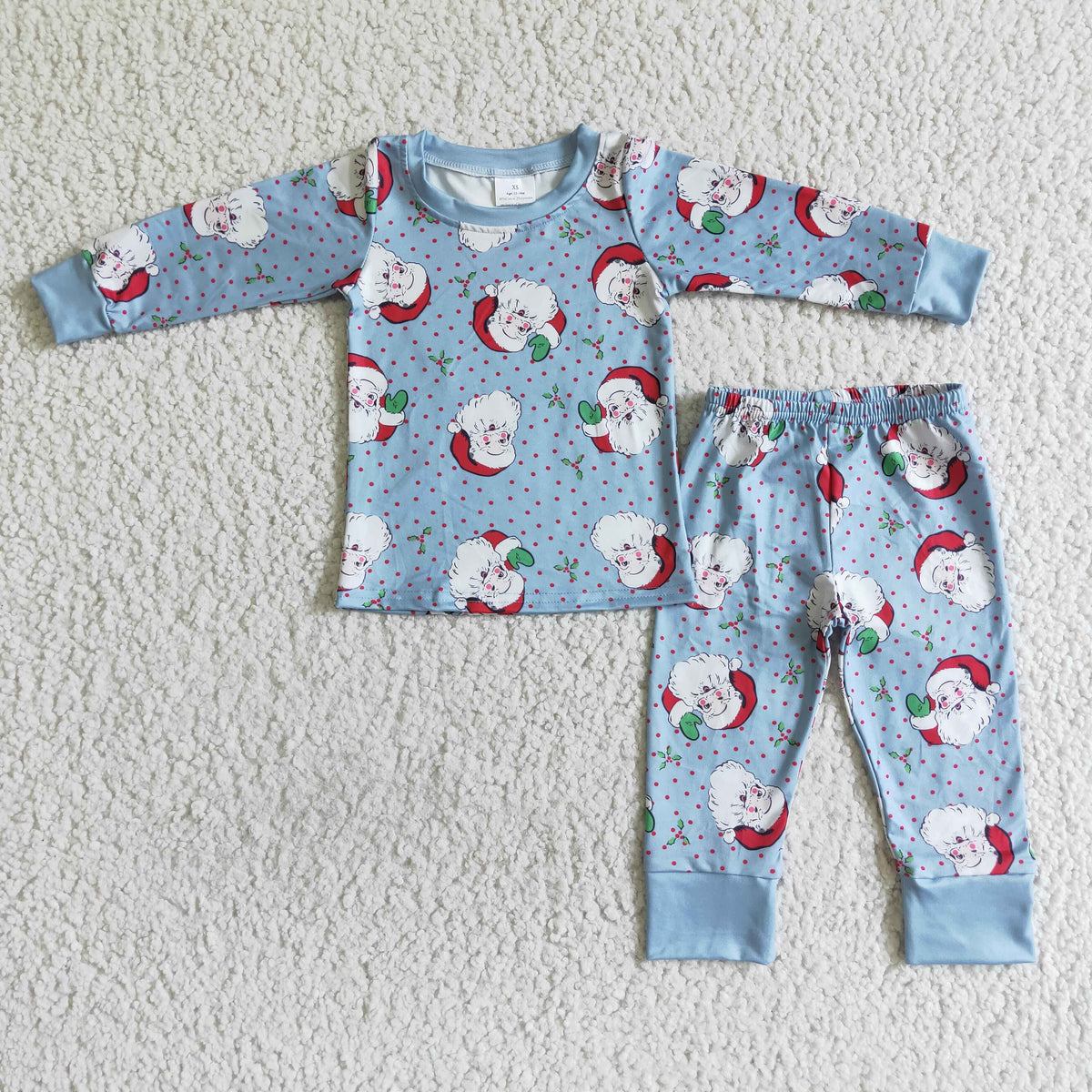 Santa's Face Blue Pajamas