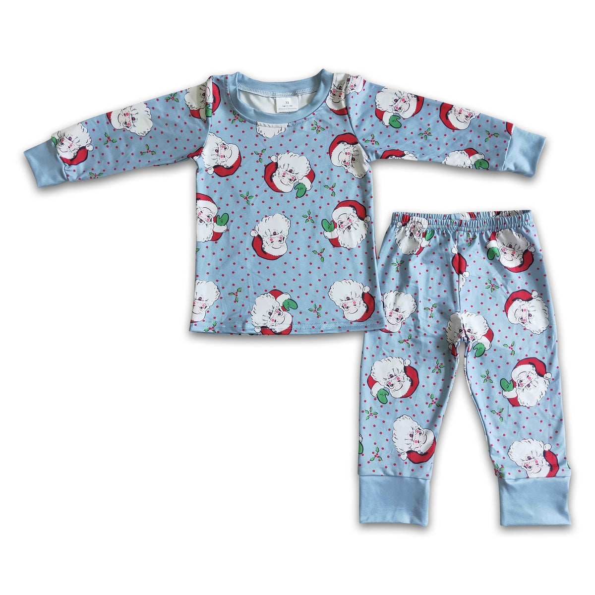 Santa's Face Blue Pajamas
