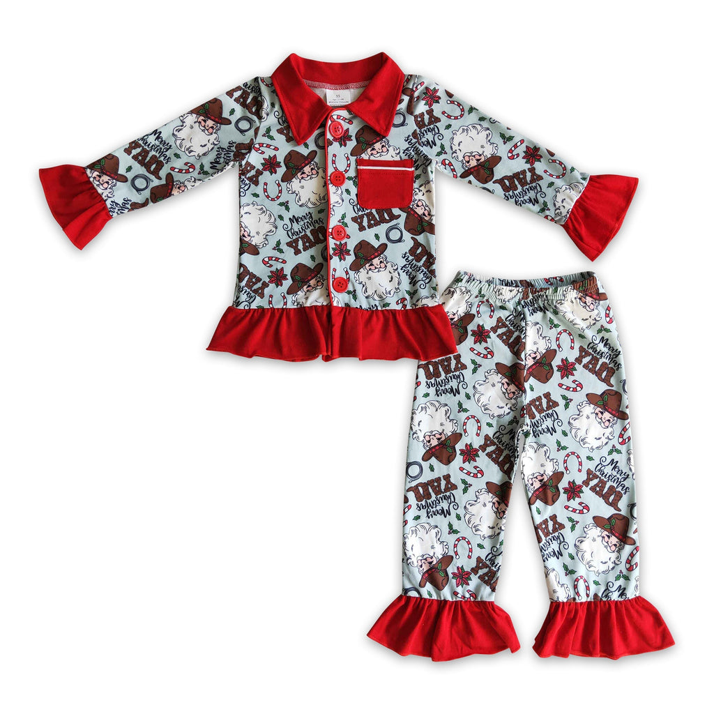Western Themed Pajamas with Red Ruffles