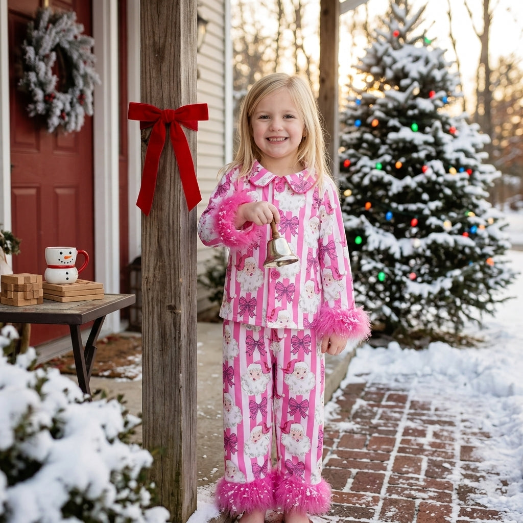 Santa's Bow Pajamas with Fur
