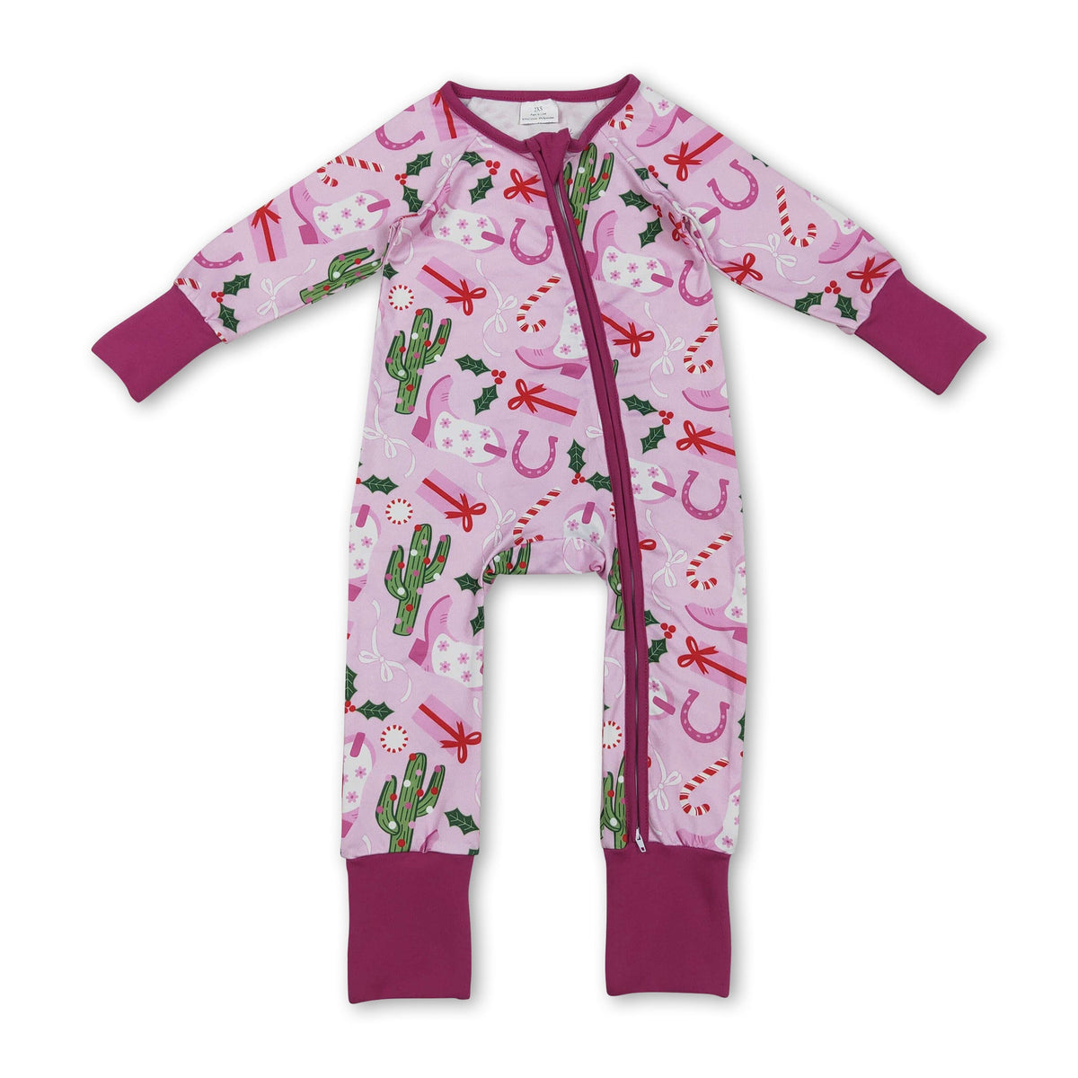 Pink Cowboy Boots Zip Romper