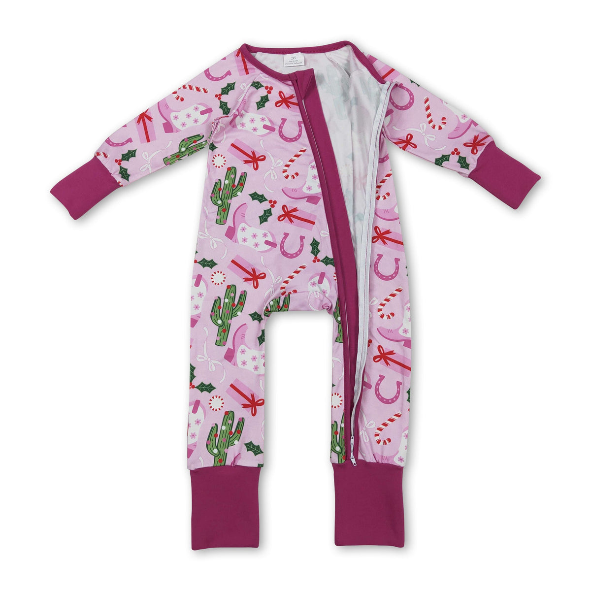 Pink Cowboy Boots Zip Romper